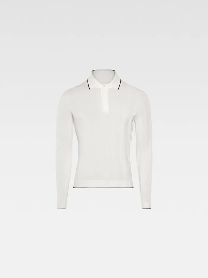 Men Knits JACQUEMUS The Tricot Longsleeve Polo Shirt Offwhite Men Knits JACQUEMUS The Tricot Longsleeve Polo Shirt Offwhite