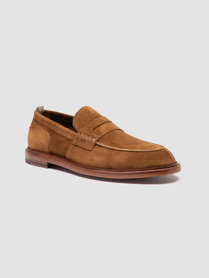 Men Officine Creative Footwear SAX 001 Brown Suede Penny Loafers Men Officine Creative Footwear SAX 001 Brown Suede Penny Loafers