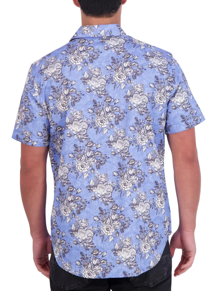Men Short Sleeve Button Down Shirts Robert Graham KILLIAN SHORT SLEEVE BUTTON DOWN SHIRT Blue