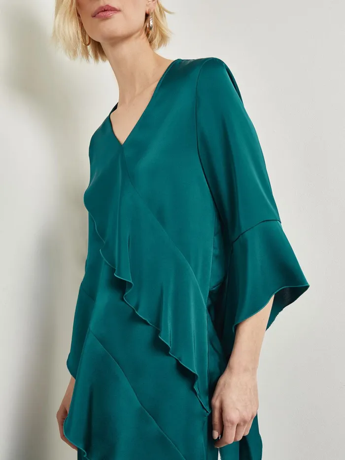Misook Asymmetrical Ruffle Blouse 8211 Crepe De Chine Women Tops and Tees Misook Asymmetrical Ruffle Blouse 8211 Crepe De Chine Women Tops and Tees