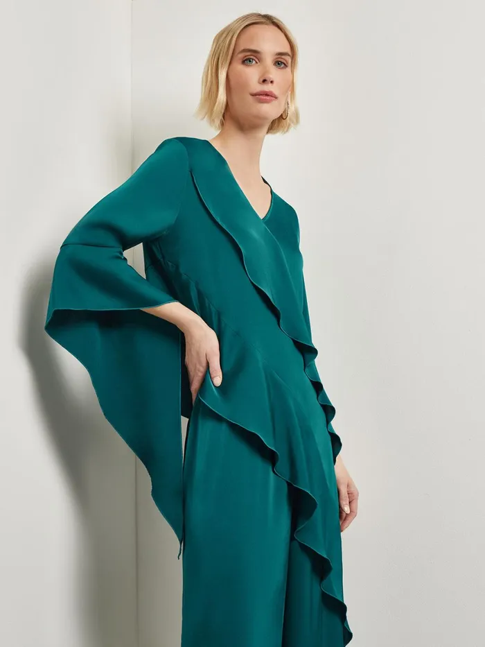 Misook Asymmetrical Ruffle Blouse 8211 Crepe De Chine Women Tops and Tees Misook Asymmetrical Ruffle Blouse 8211 Crepe De Chine Women Tops and Tees