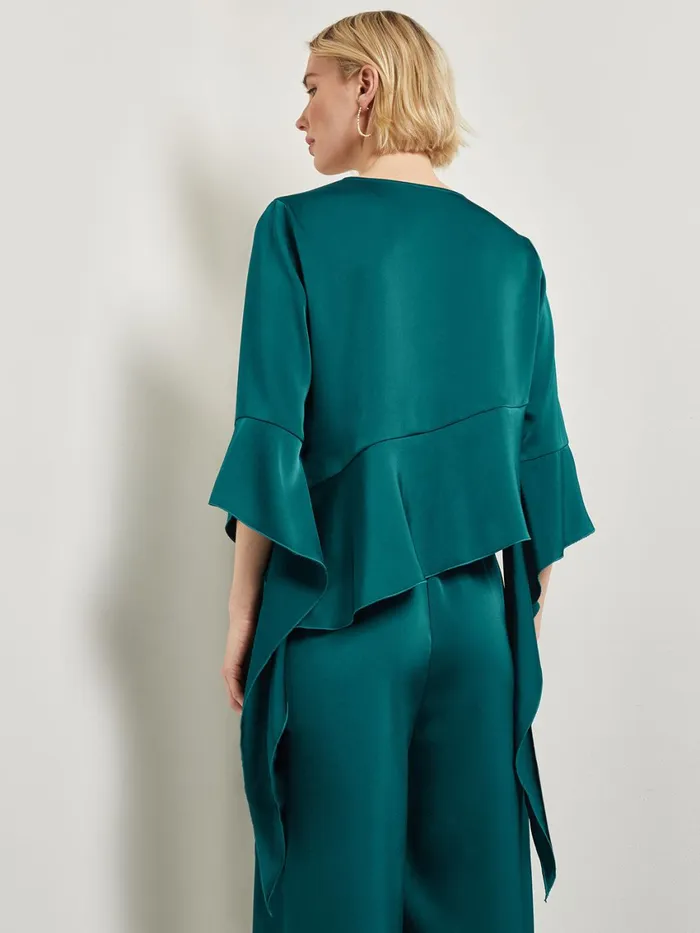 Misook Asymmetrical Ruffle Blouse 8211 Crepe De Chine Women Tops and Tees Misook Asymmetrical Ruffle Blouse 8211 Crepe De Chine Women Tops and Tees