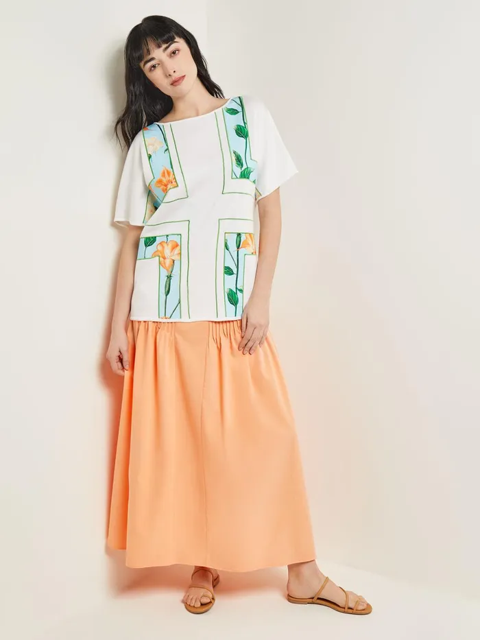 Misook Dolman Sleeve Boat Neck Tunic 8211 Cotton Floral Panel Soft Knit Women Tops and Tees Misook Dolman Sleeve Boat Neck Tunic 8211 Cotton Floral Panel Soft Knit Women Tops and Tees