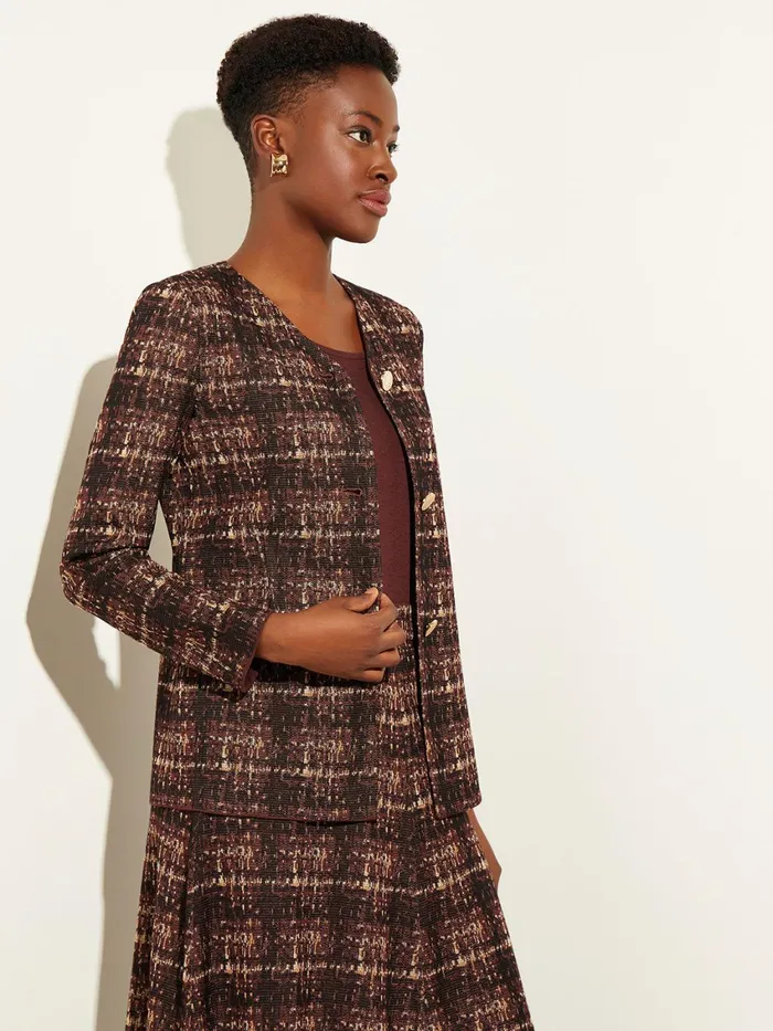 Misook Plaid ButtonFront Knit Jacket Women Jackets and Coats Misook Plaid ButtonFront Knit Jacket Women Jackets and Coats