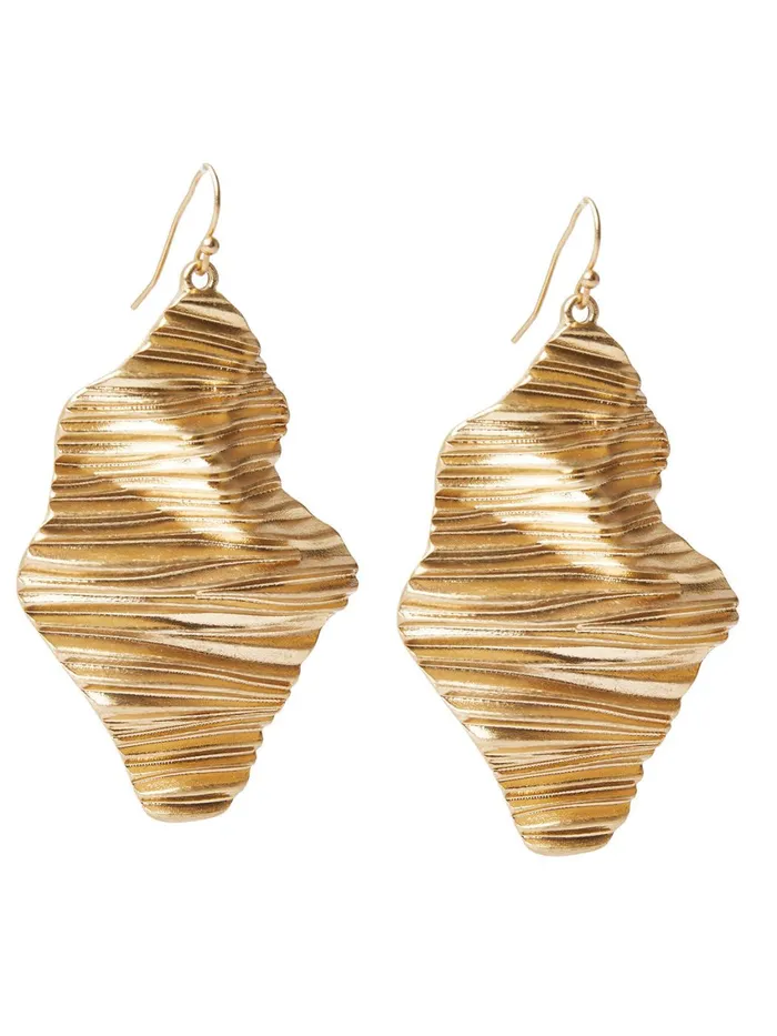 Misook Ripple Textured Warm Gold Earrings Women Earrings