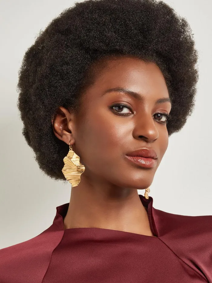 Misook Ripple Textured Warm Gold Earrings Women Earrings
