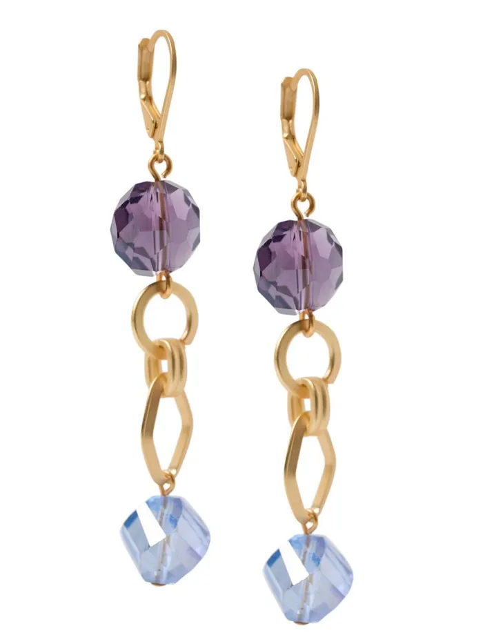 Misook Tanzanite And Light Blue Crystal Earrings Women Earrings