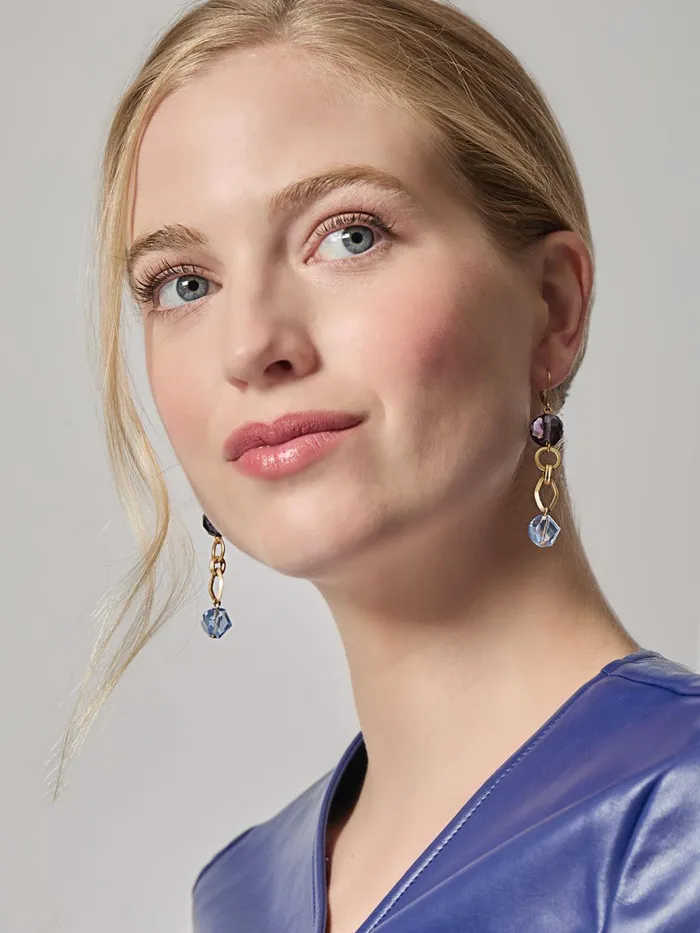Misook Tanzanite And Light Blue Crystal Earrings Women Earrings