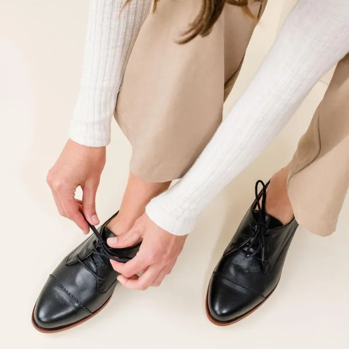 Nisolo Flats and Slip Ons Women Emilia Cap Toe Oxford Black Nisolo Flats and Slip Ons Women Emilia Cap Toe Oxford Black