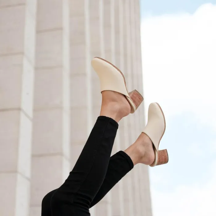 Nisolo Heels Women AllDay Heeled Mule Bone Nisolo Heels Women AllDay Heeled Mule Bone