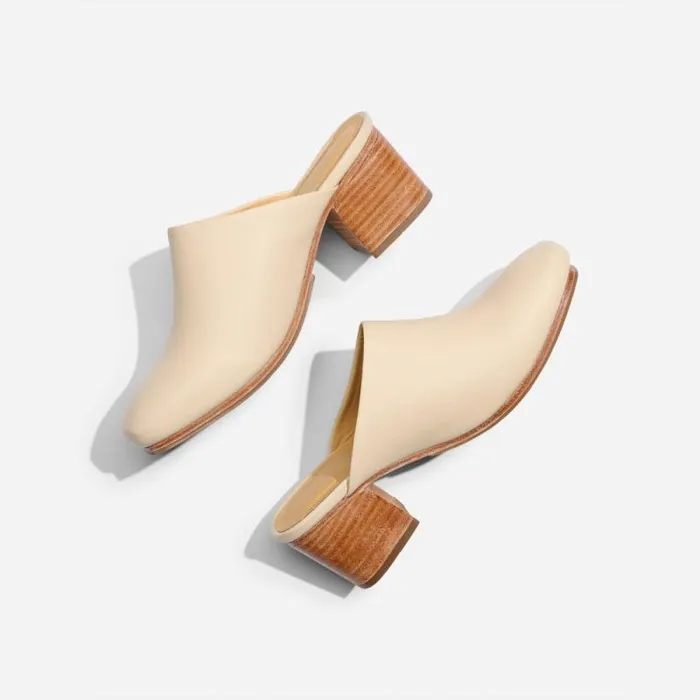 Nisolo Heels Women AllDay Heeled Mule Bone Nisolo Heels Women AllDay Heeled Mule Bone