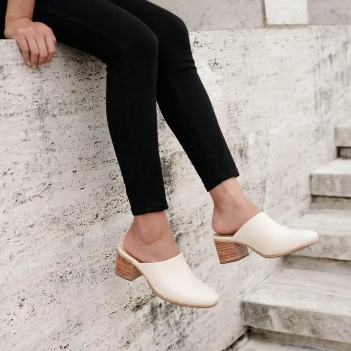 Nisolo Heels Women AllDay Heeled Mule Bone Nisolo Heels Women AllDay Heeled Mule Bone
