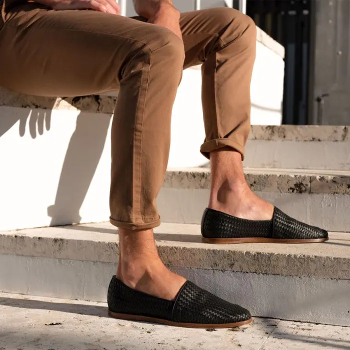 Nisolo Sandals and Slip Ons Men Alejandro Woven Slip On 20 Woven Black Nisolo Sandals and Slip Ons Men Alejandro Woven Slip On 20 Woven Black
