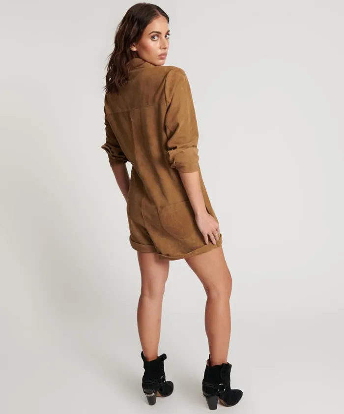 One Teaspoon Denim Jumpsuits TAN SUEDE PROPHECY JUMPSUIT 8211 Women One Teaspoon Denim Jumpsuits TAN SUEDE PROPHECY JUMPSUIT 8211 Women