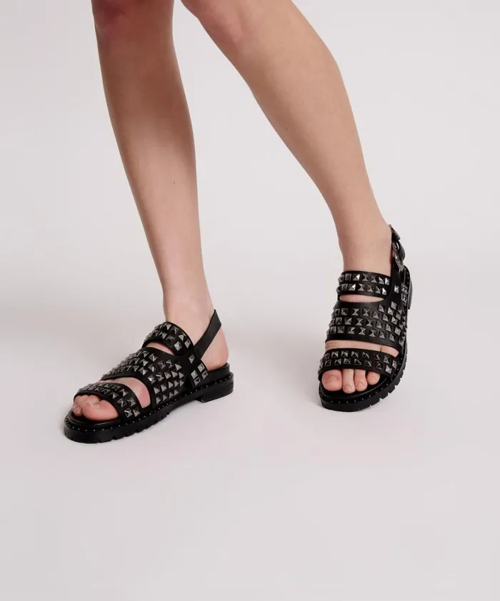 One Teaspoon Footwear GUNMETAL STUDDED VIVIENNE SANDAL 8211 Women One Teaspoon Footwear GUNMETAL STUDDED VIVIENNE SANDAL 8211 Women