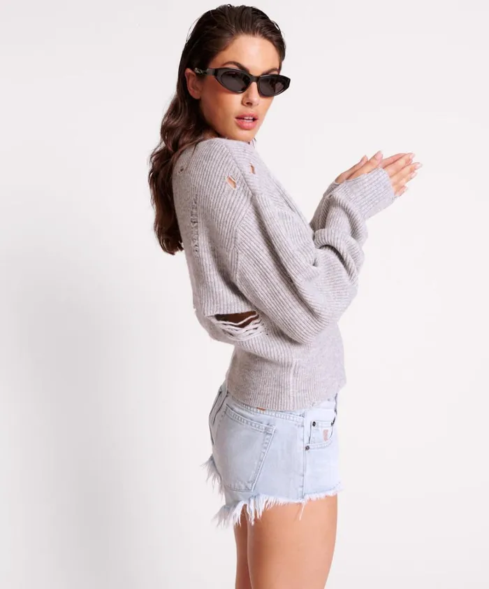 One Teaspoon Knitwear LADDERED VNECK DISTRESSED SWEATER 8211 Women One Teaspoon Knitwear LADDERED VNECK DISTRESSED SWEATER 8211 Women