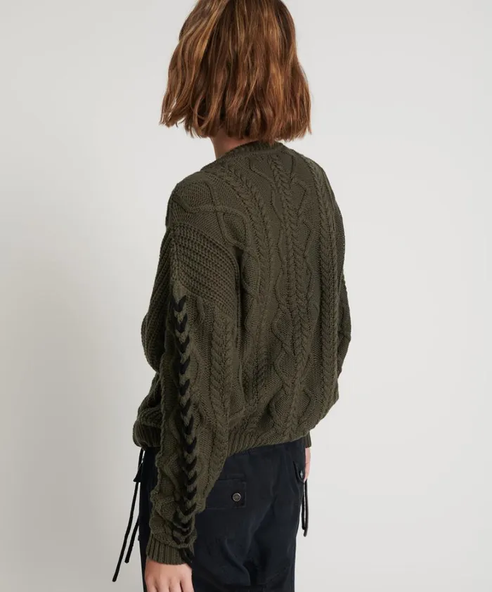 One Teaspoon Knitwear MILITARY KHAKI THREADED CABLE SWEATER 8211 Women One Teaspoon Knitwear MILITARY KHAKI THREADED CABLE SWEATER 8211 Women