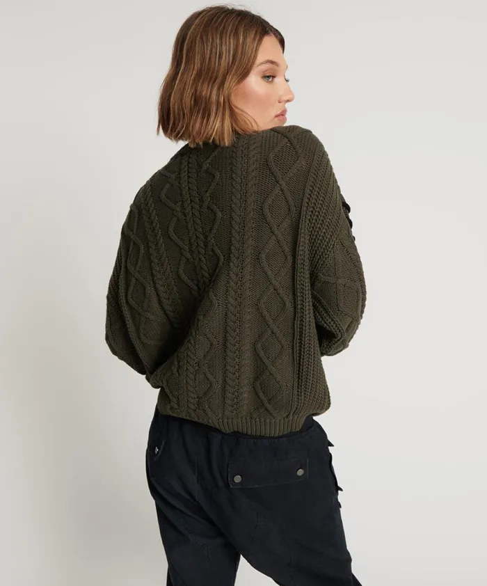 One Teaspoon Knitwear MILITARY KHAKI THREADED CABLE SWEATER 8211 Women One Teaspoon Knitwear MILITARY KHAKI THREADED CABLE SWEATER 8211 Women
