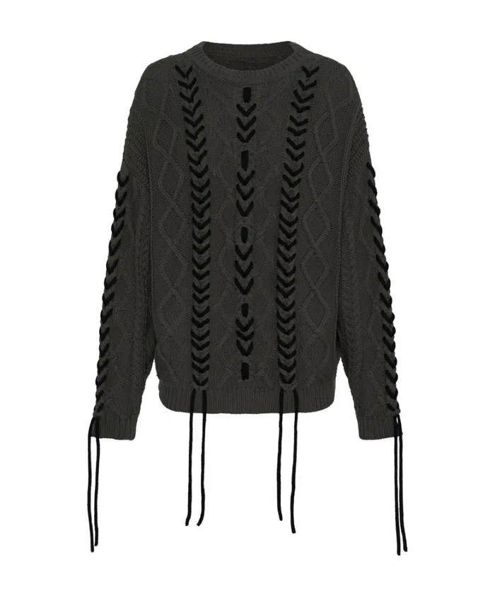 One Teaspoon Knitwear MILITARY KHAKI THREADED CABLE SWEATER 8211 Women One Teaspoon Knitwear MILITARY KHAKI THREADED CABLE SWEATER 8211 Women