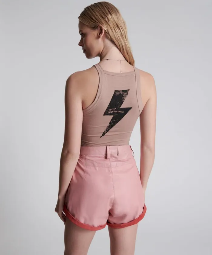 One Teaspoon Leather PINK LEATHER STREETWALKER SHORTS 8211 Women