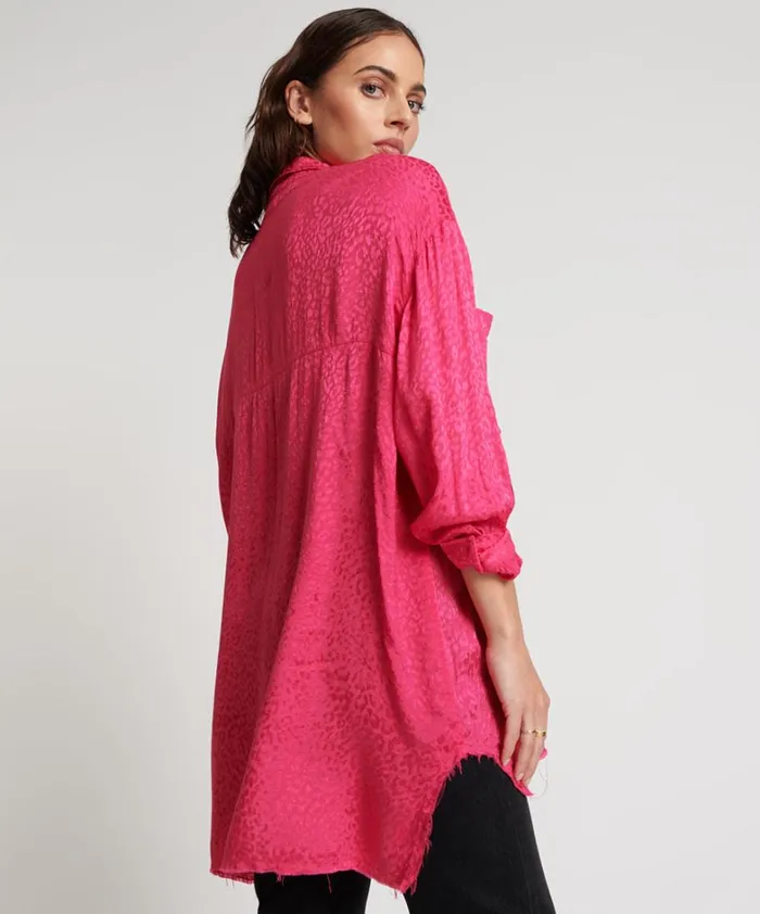 One Teaspoon Shirts SHOCKING PINK JACQUARD LONGLINE SHIRT 8211 Women One Teaspoon Shirts SHOCKING PINK JACQUARD LONGLINE SHIRT 8211 Women