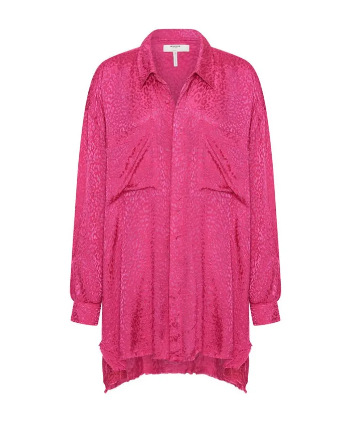 One Teaspoon Shirts SHOCKING PINK JACQUARD LONGLINE SHIRT 8211 Women One Teaspoon Shirts SHOCKING PINK JACQUARD LONGLINE SHIRT 8211 Women