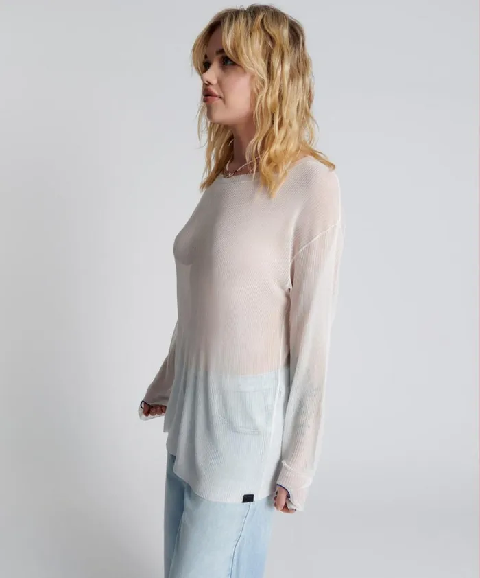 One Teaspoon Tops AMITY SHEER RIB KNIT TOP WHITE 8211 Women One Teaspoon Tops AMITY SHEER RIB KNIT TOP WHITE 8211 Women