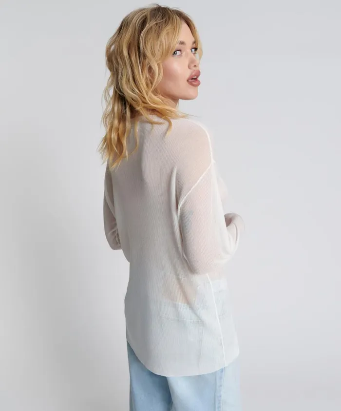 One Teaspoon Tops AMITY SHEER RIB KNIT TOP WHITE 8211 Women One Teaspoon Tops AMITY SHEER RIB KNIT TOP WHITE 8211 Women