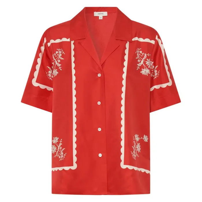 Oroton Tops Women Daisy Print Camp Shirt Poppy