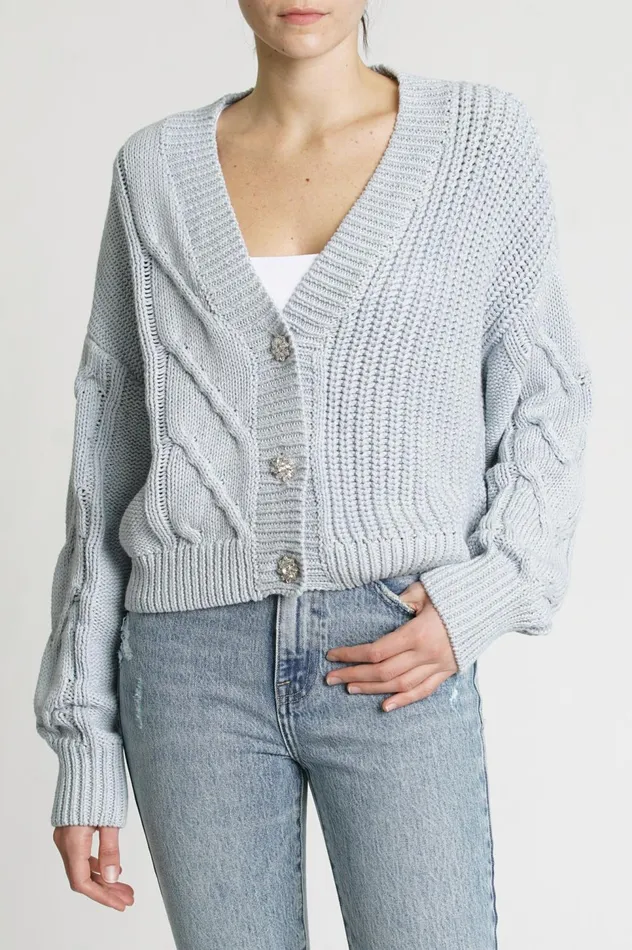 Pistola Denim Lori VNeck Cardigan 8211 Ash Blue Women Sweaters