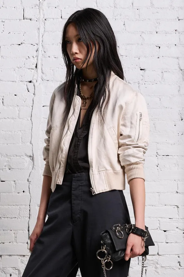 R13 Jackets and Coats Women SHRUNKEN FLIGHT BOMBER 8211 OYSTER