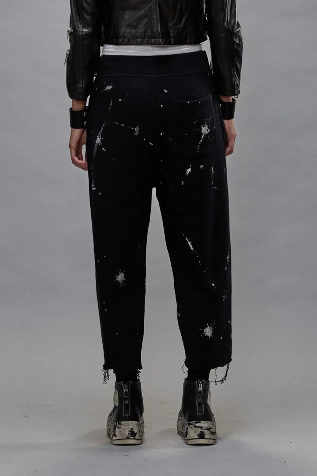 R13 Pants and Shorts Women ARTICULATED KNEE SWEATPANTS 8211 SPLATTERED BLACK