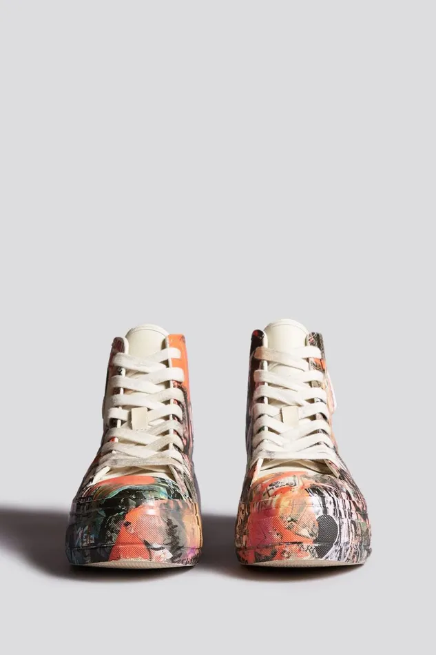 R13 Sale Women KURT HIGH TOP SNEAKER 8211 HEART GRAFFITI