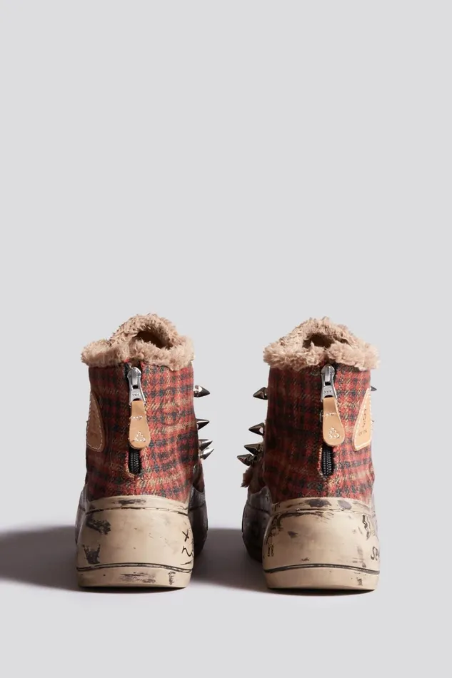 R13 Sale Women KURT HIGH TOP SNEAKER 8211 RED PLAID