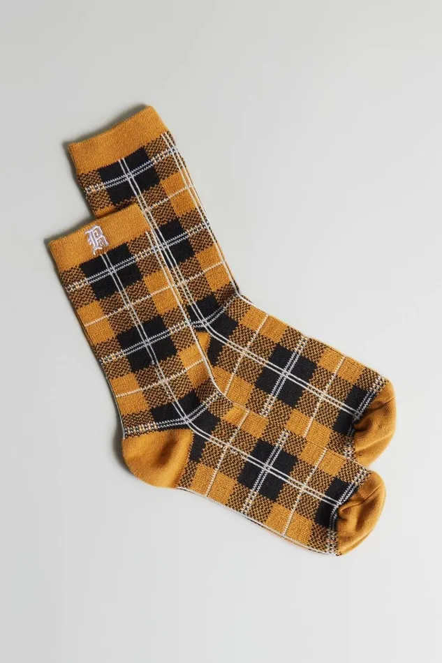 R13 Sale Women R13 PLAID SOCKS 8211 YELLOWBLACK