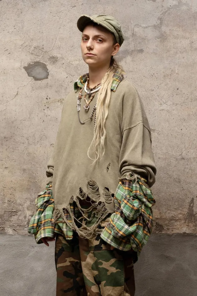 R13 Sweaters Women DESTROYED OVERSIZED PULLOVER 8211 LIGHT GREEN