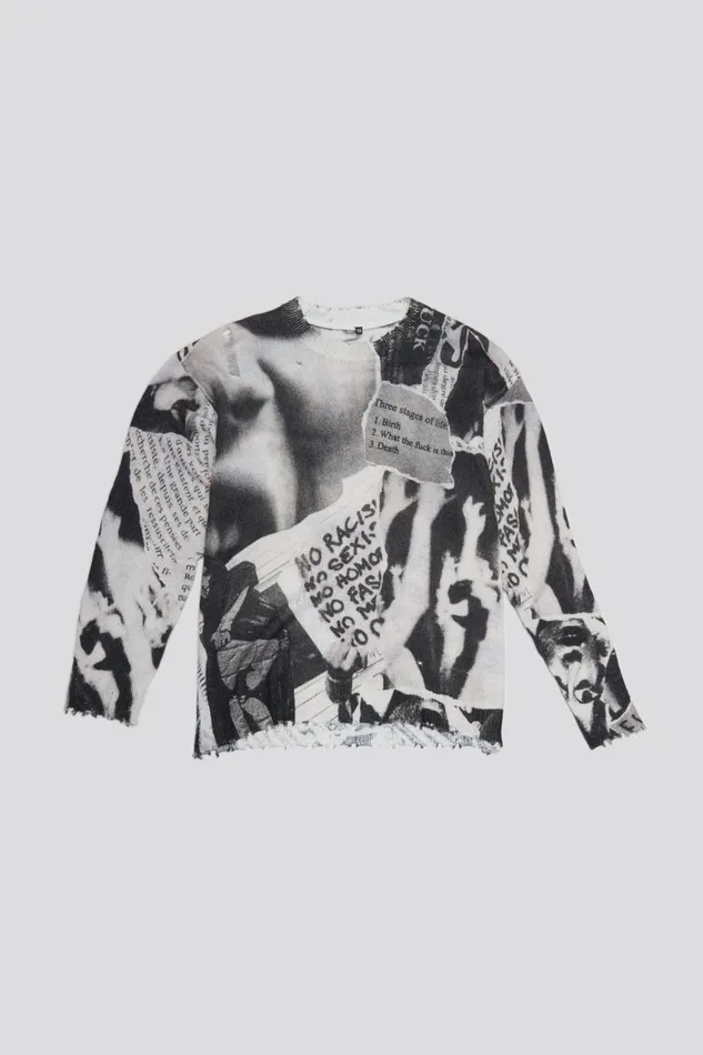 R13 Sweaters Women PRINTED BOYFRIEND SWEATER 8211 NEWSPAPER