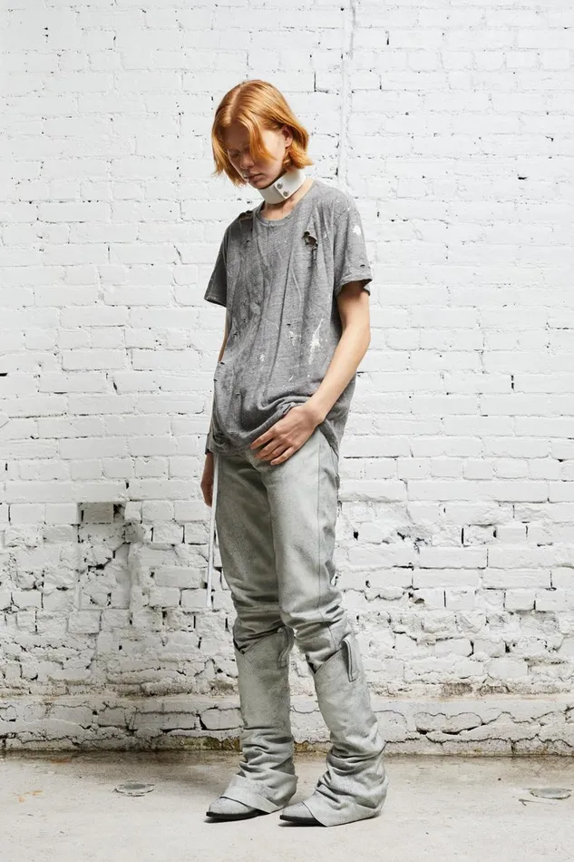 R13 Tops Women DESTROYED BOY T 8211 HEATHER GREY
