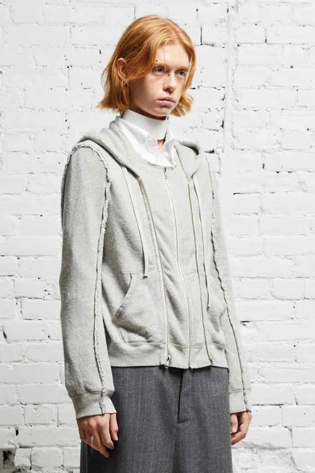 R13 Tops Women FLAT SLEEVE HOODIE 8211 HEATHER GREY