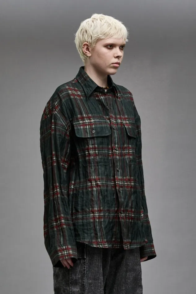 R13 Tops Women RELAXED WORKSHIRT 8211 MARSH GREEN PLAID