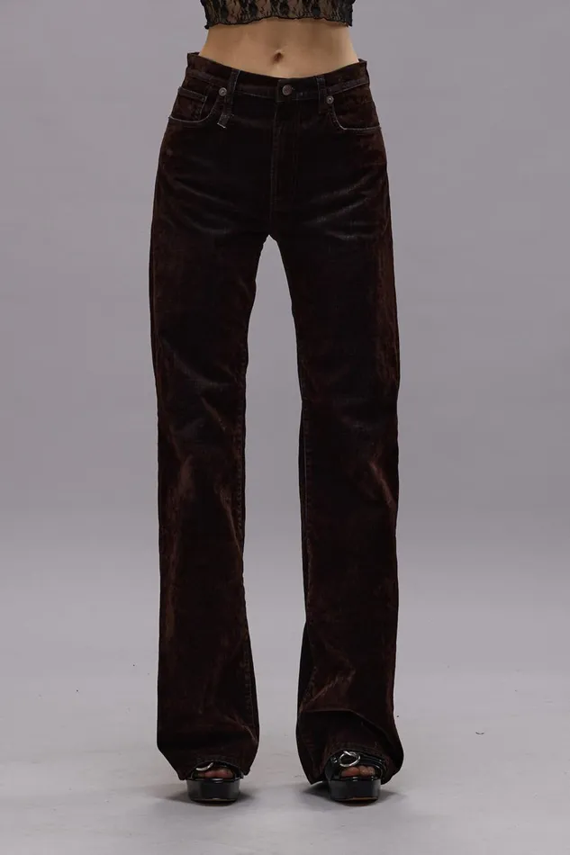 R13 Wide Leg Women JANE JEAN 8211 FLOCKED BROWN