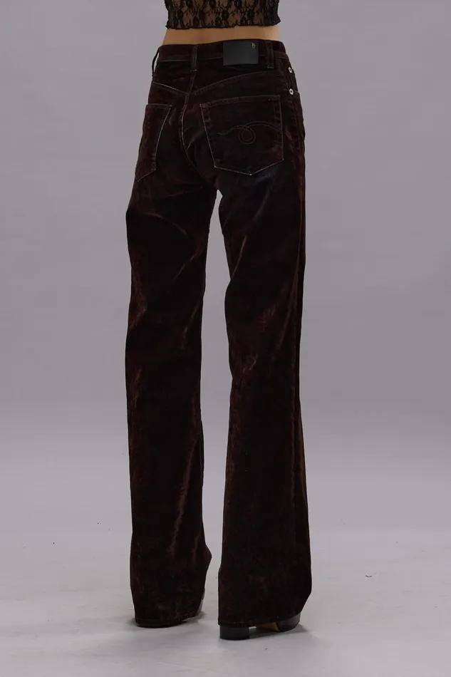 R13 Wide Leg Women JANE JEAN 8211 FLOCKED BROWN