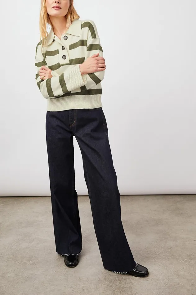 Rails Sweaters Women SHAE SWEATER Ivory Olive Stripe
