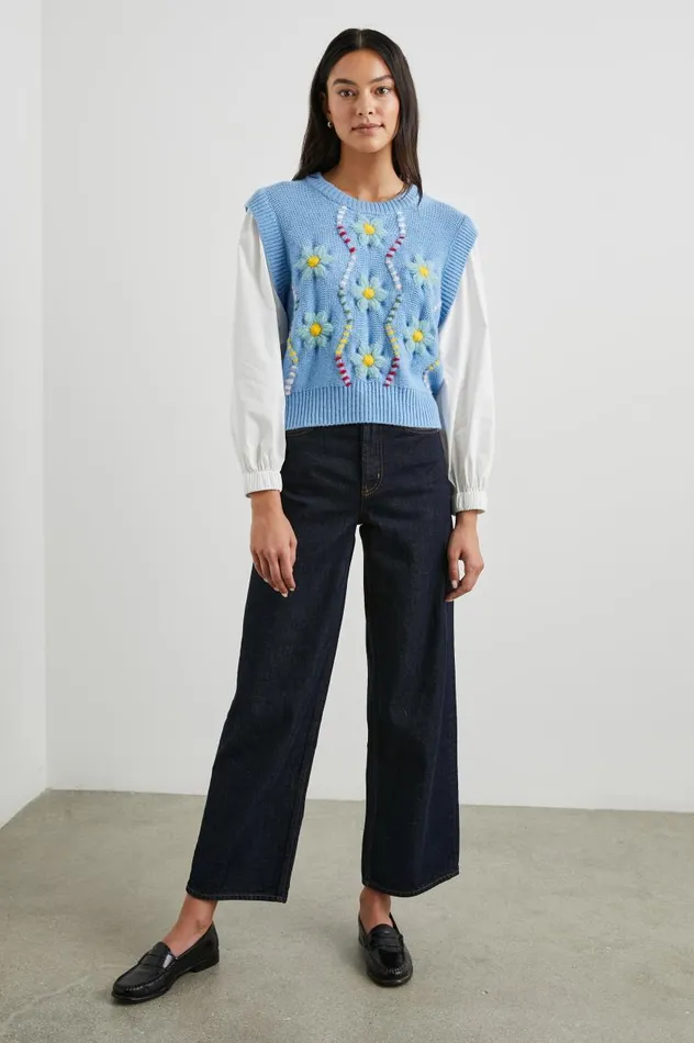 Rails Sweaters Women TESS SWEATER Blue Cable Daisies