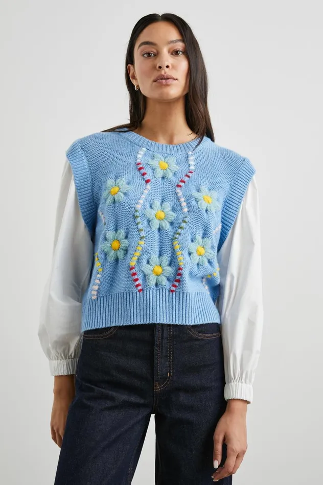 Rails Sweaters Women TESS SWEATER Blue Cable Daisies