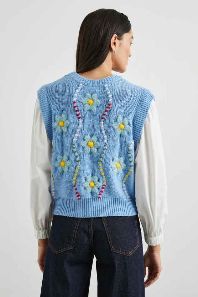 Rails Sweaters Women TESS SWEATER Blue Cable Daisies