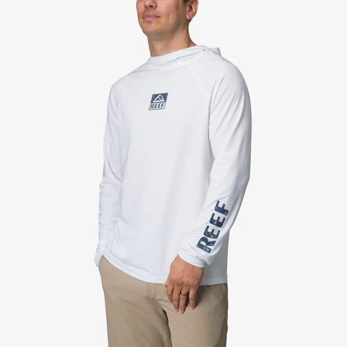 Reef Surf Shirts and UPF Apparel Men Wellie Long Sleeve Hooded Surf Shirt Upf 50 Bright White Reef Surf Shirts and UPF Apparel Men Wellie Long Sleeve Hooded Surf Shirt Upf 50 Bright White