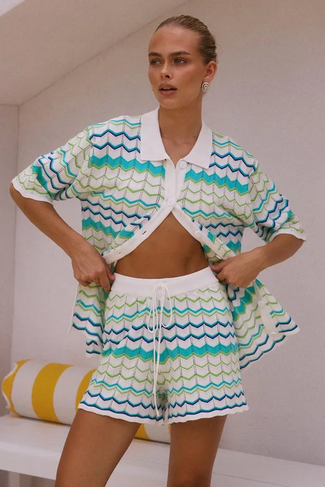 Runaway The Label KNITWEAR Shop ANDREA SHORT 8211 GREEN MULTI