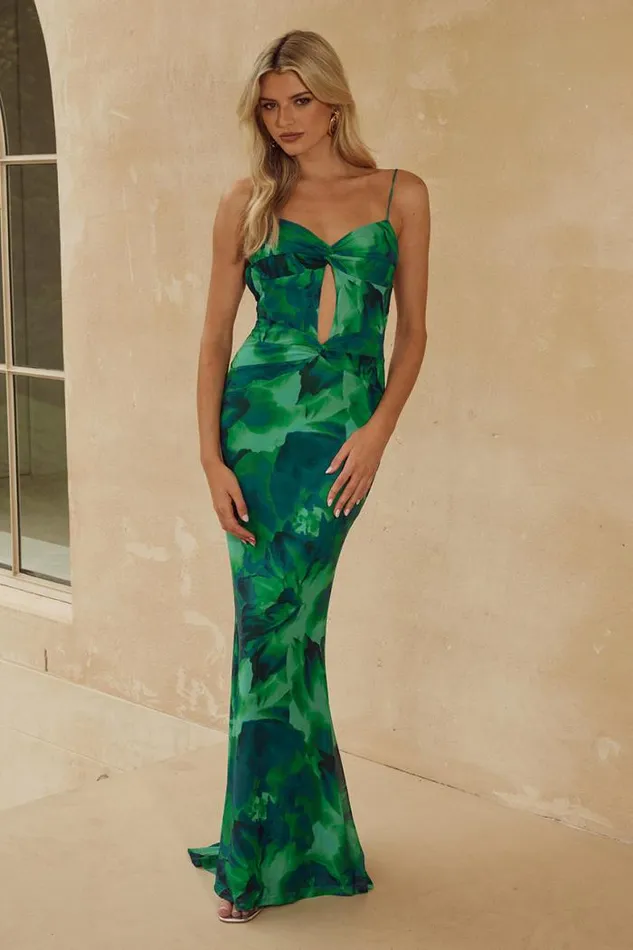 Runaway The Label Maxi Shop MARLINI MAXI DRESS 8211 GREEN FLORAL