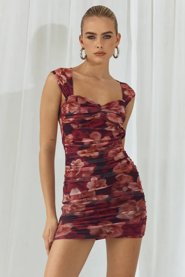 Runaway The Label Mini Shop GREER MINI DRESS 8211 WINE FLORAL Runaway The Label Mini Shop GREER MINI DRESS 8211 WINE FLORAL